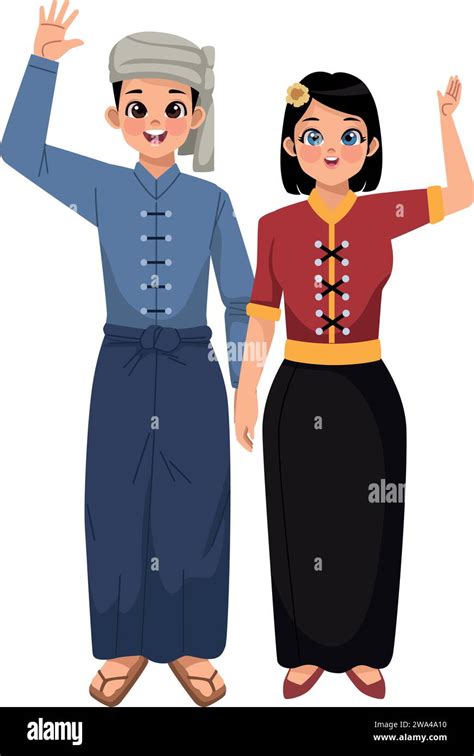 Myanmar Man And Woman Stock Vector Image And Art Alamy