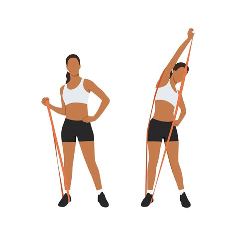 Woman Doing Core Side Bends With Resistance Band Exercise Flat Vector