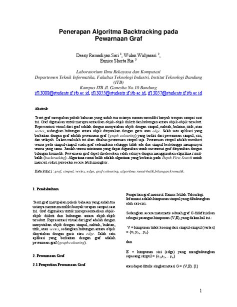 Pdf Penerapan Algoritma Backtracking Pada Pewarnaan Graf