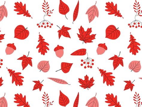 Premium Vector Seamless Pattern Of Autumn Leaves Branches And