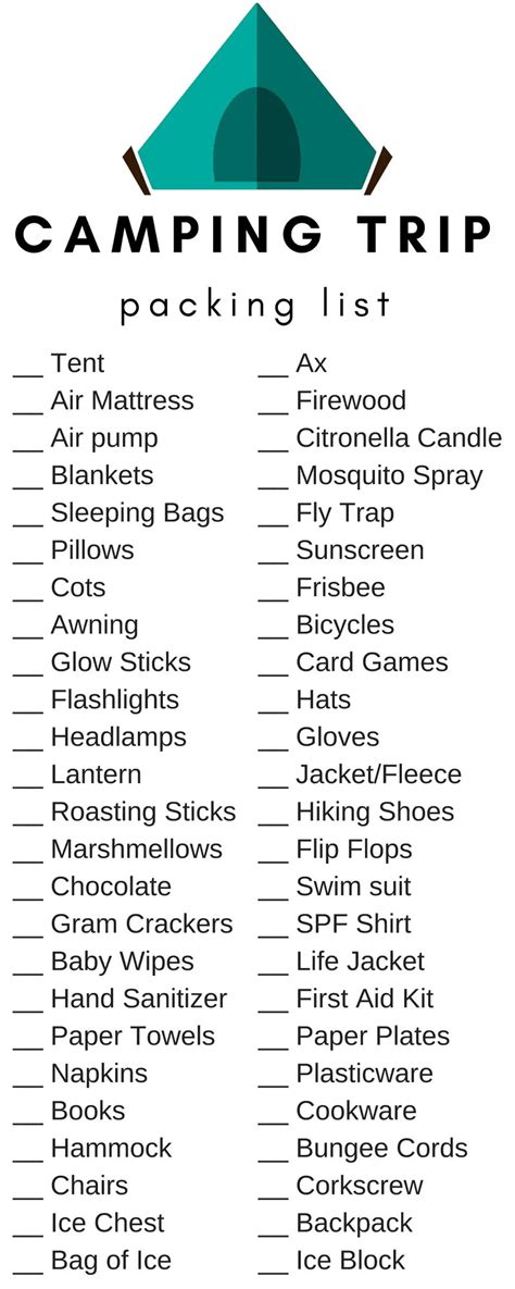 Printable Camping List