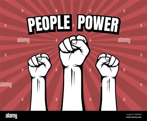 Retro Illustration Hand Clenched People Power Protest Art Vector