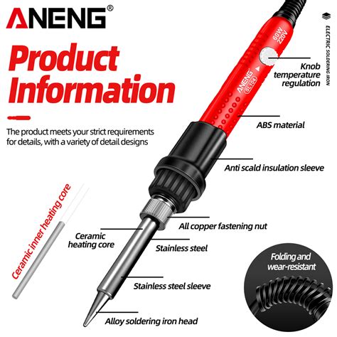 Aneng Solder Listrik Adjustable Temperature Fast Heating Eu Plug W