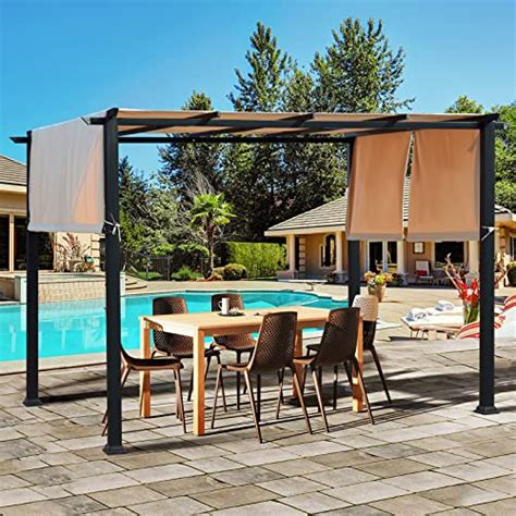 Warmally 10 X10 Outdoor Retractable Pergola Aluminum Frame Patio