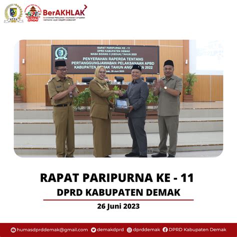 Rapat Paripurna Ke Dprd Kabupaten Demak Masa Sidang Ii Kedua Tahun