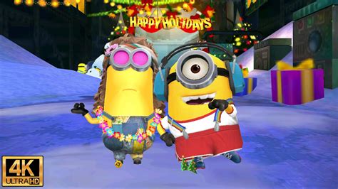 Minion Rush Old School Stuart Minion And Hippie Kevin Minion At Minion Rush Christmas Holiday