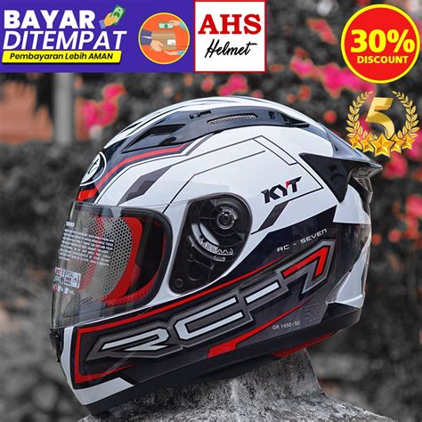 Jual Helm KYT Full Face Kyt RC7 Motif Seri 14 White Red Original Kyt Rc