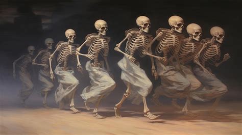 Premium AI Image A Painting Of Skeletons In A Dark Room