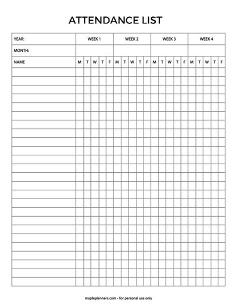 Editable Attendance Sheet For Preschool Homeschool Attendance Sheet