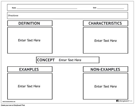 Frayer Modelllandschaft BW Storyboard Par De Examples