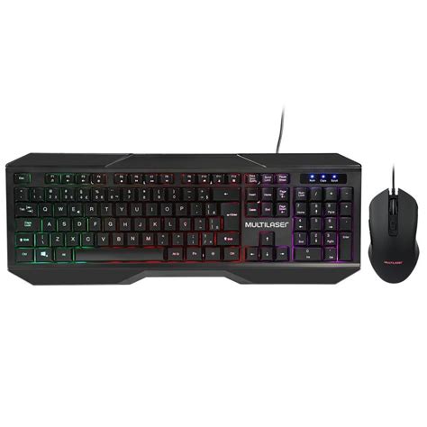 Combo Gamer Multilaser Em Teclado Led Abnt Mouse Led Dpi