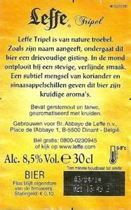 Drink Label Leffe Tripel Brouwerij Hoegaarden InBev Belgium