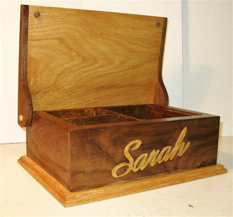 Black Walnut And Oak Jewelry Box For My Niece Sarah Name Is Scrolled Out On My Scroll Saw And