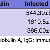 Levels of immunoglobulin IgM, IgG, and IgA in mice serum infected with ...