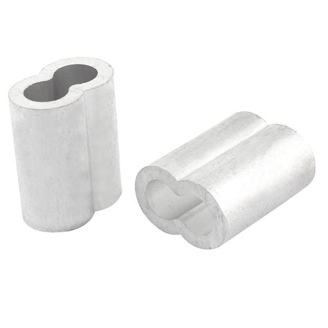 2pcs Silver Tone Aluminum Sleeve For 38 Steel Wire Rope Swage Clip