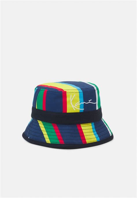 Karl Kani Signature Reversible Stripe Bucket Hat Unisex Hatte Navy