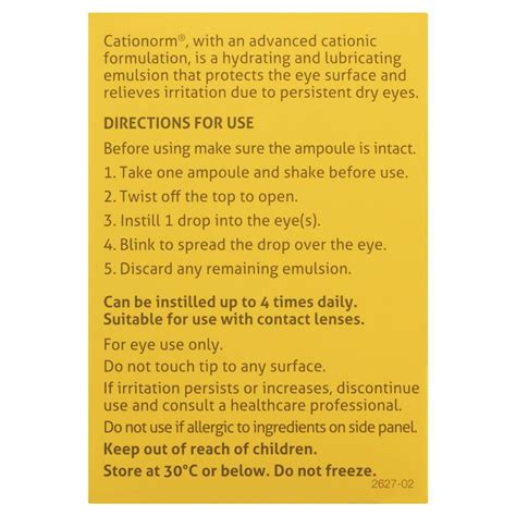 Buy Cationorm Preservative Free Eye Drops 04ml X 30 Vials Online At Chemist Warehouse®