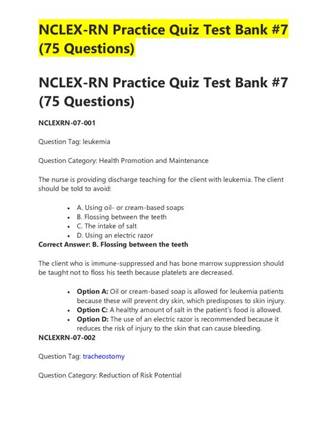 Nclex Rn Practice Quiz Test Bank Questions And Answers