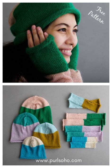 Pigment Hat and Hand Warmers Free Knitting Pattern