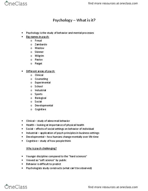 Psy Lecture Notes Fall Lecture Psych Behaviorism