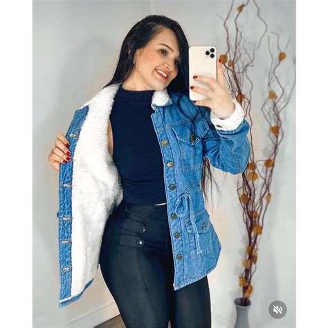 Parka Jeans Forrada Feminina Pelinho Jaqueta Jeans Peluciada Max