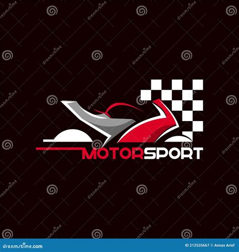 Motor Sport Logo Design With Flag Race Template Stock Vector