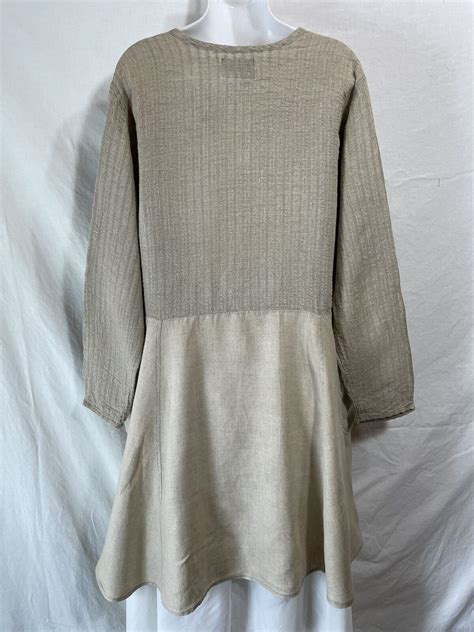 Vintage Flax By Jeanne Engelhart Linen Dress Size Medium Natural