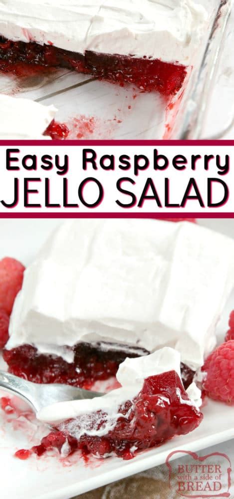 Easy Raspberry Jello Salad Butter With A Side Of Bread