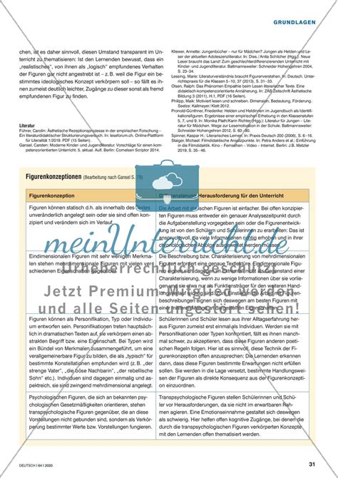 Literarische Figuren Als Ankerpunkte Des Textverstehens Meinunterricht