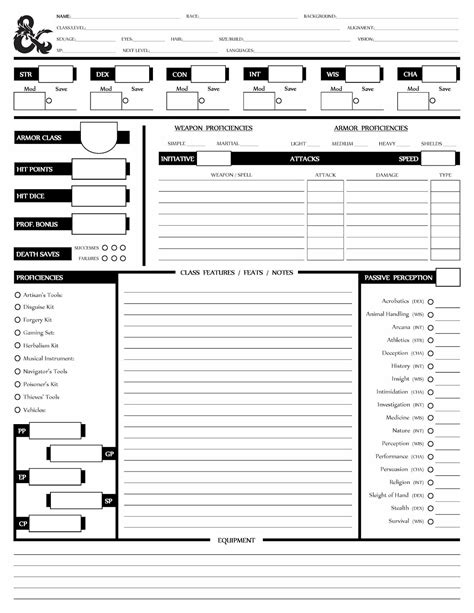 Fifth Edition Form Fillable Character Sheets Fillable Form 2024