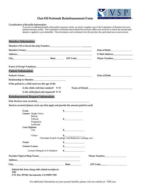 Vsp Reimbursement Claim Forms Fill Online Printable Fillable Blank