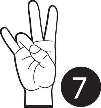 sign language number  outline classroom clip art