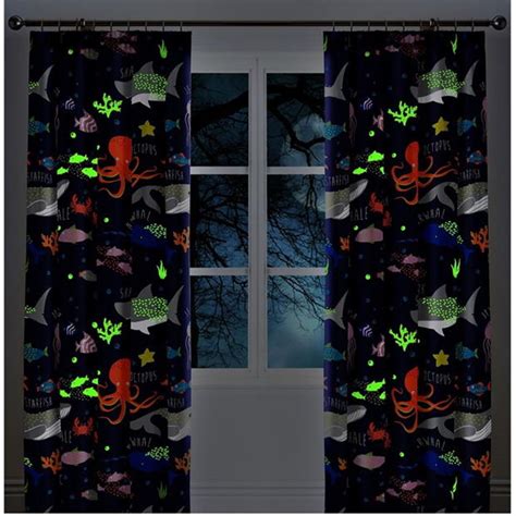 Bedlam Sea Life Glow In The Dark Lined Curtains Studio