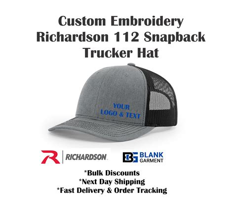 Custom Hat Richardson Adjustable Snapback Embroidery Cap 112, Add Your ...