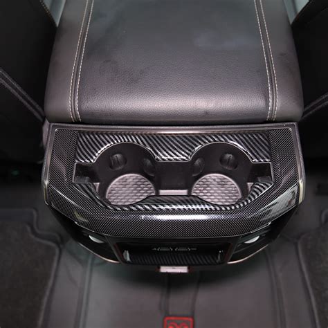 Carbon Fiber Inner Rear Cup Holder Trim Cover Panel For Dodge Ram