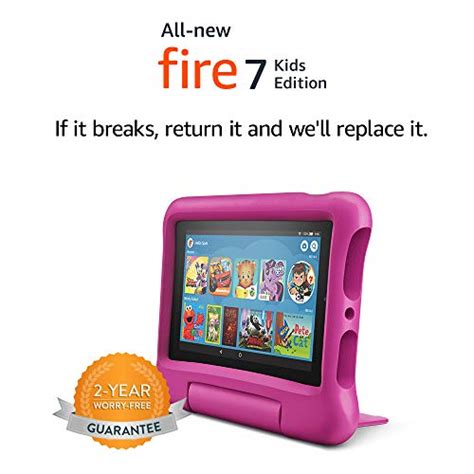 Fire 7 Kids tablet, 7″ Display, ages 3-7, 16 GB, (2019 release), Pink ...