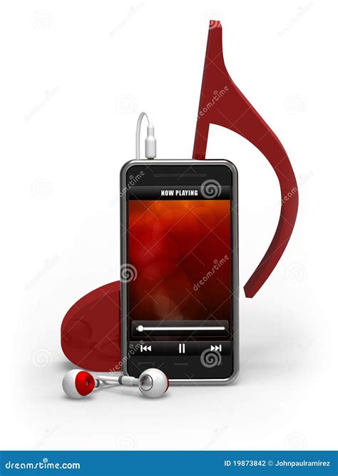 Smartphone Music Player Earphones Music Note Stock Illustration