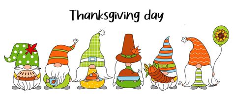 Set thanksgiving day gnomes. Cute gnome pilgrim, gnome with turkey ...