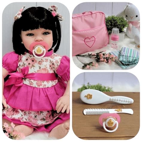 Boneca Bebê Reborn Realista 16 Itens Linda Bolsa Maternidade no Shoptime