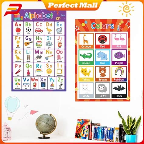 16pcs Chart For Kid Educational Set English Alphabet Numbers Colors