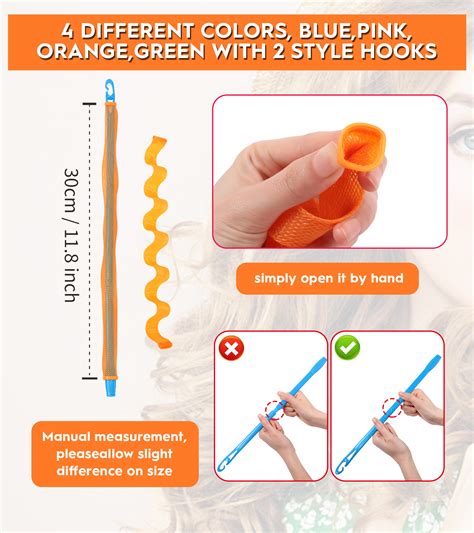 30 Pieces Heatless Hair Curlers Wave Curls Styling Kit with 2 Pieces