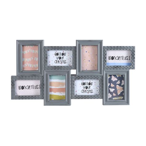 Melannco 30X16-inch 8 Frame Opening Collage-Distressed Light Grey - Walmart.com