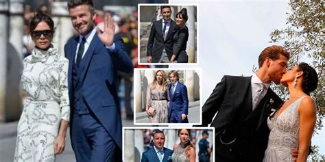 David and Victoria Beckham join football stars at Sergio Ramos' wedding ...