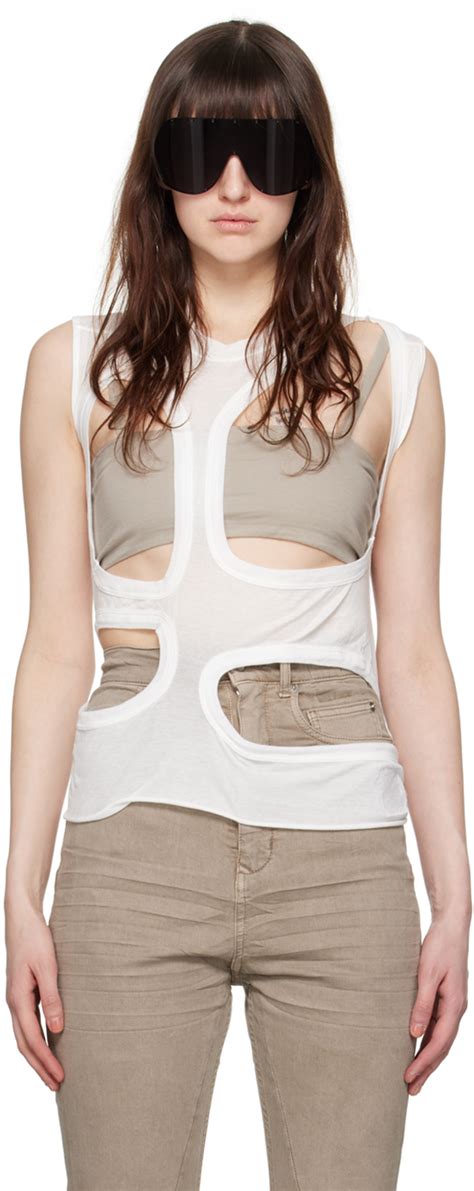 Off White Membrane I Tank Top By Rick Owens Drkshdw On Sale