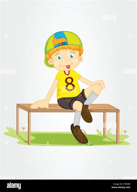 Illustration Of A Boy Sitting On A Bench Stock Vector Image And Art Alamy