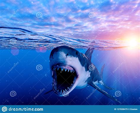 A great white shark stock illustration. Illustration of liquid - 127838475