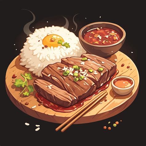 Rendang De Malasia Y Carne De Res Cocida Lentamente Vector Premium