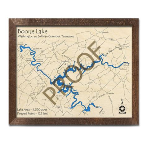 boone lake tn wood map tennessee custom lake art