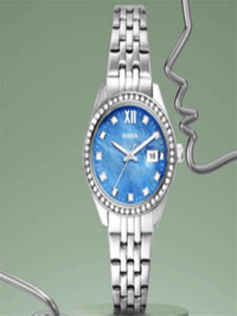 Buy Fossil Women Blue Dial Silver Toned Stainless Steel Straps