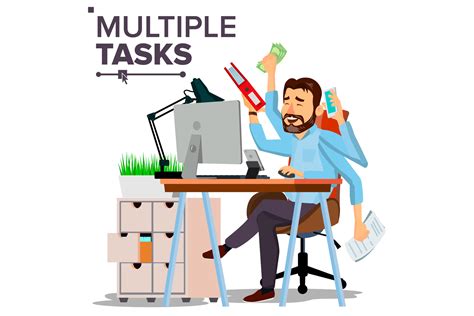 Multiple Tasks Businessman Vector Many Graphic By Pikepicture